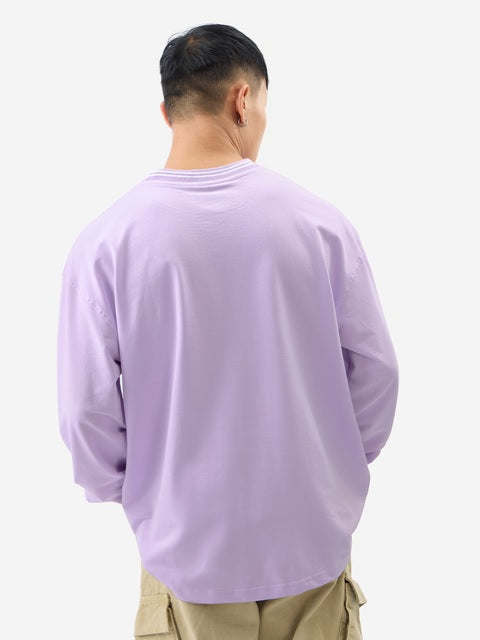 Solids Pale Purple Oversized Full Sleeve T-Shirts