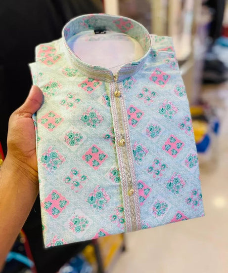 Men's Traditional Ethnic Wear Style Full Stitched Jacquard Kurta Pajama Set