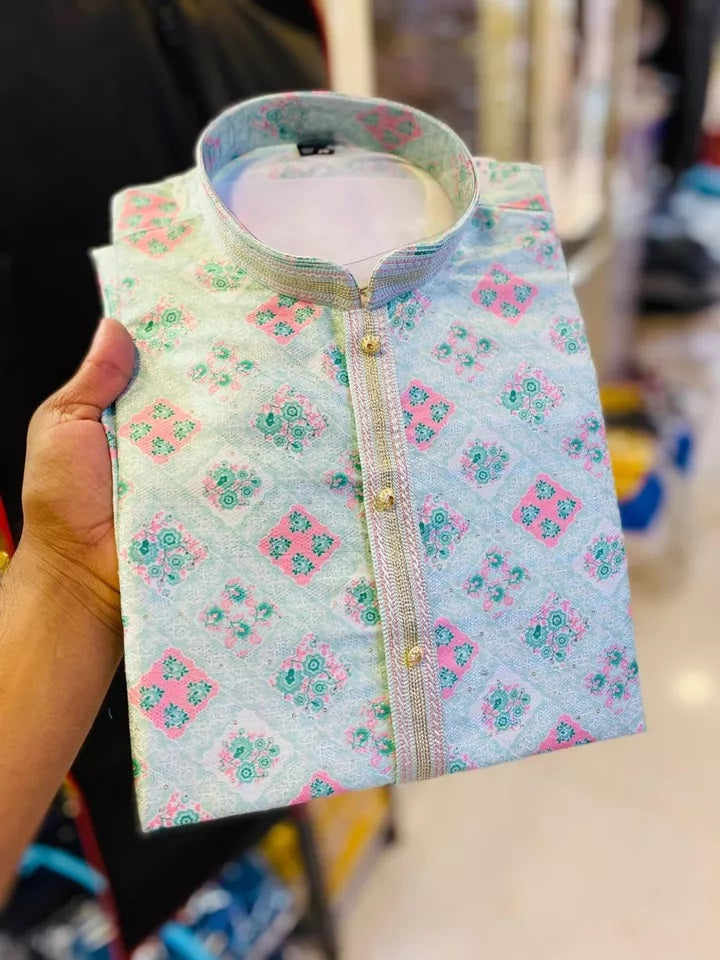 Men's Traditional Ethnic Wear Style Full Stitched Jacquard Kurta Pajama Set