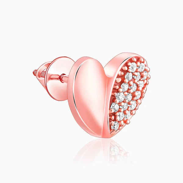 Rose Gold Made for Each Other Stud Earrings