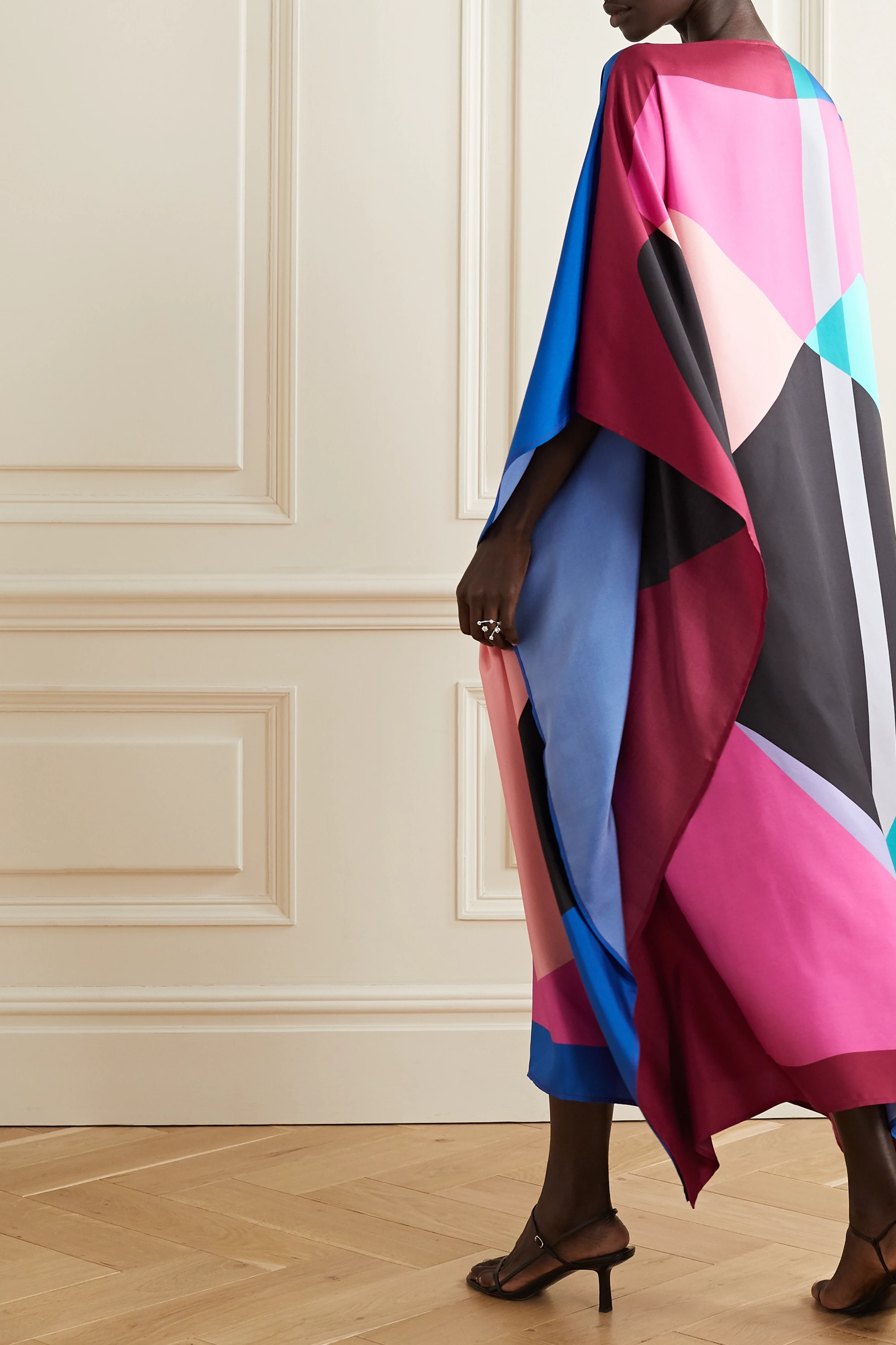 Lightweight Silk Crepe Kaftan Dress - Flowy and Stylish Caftan For Women's