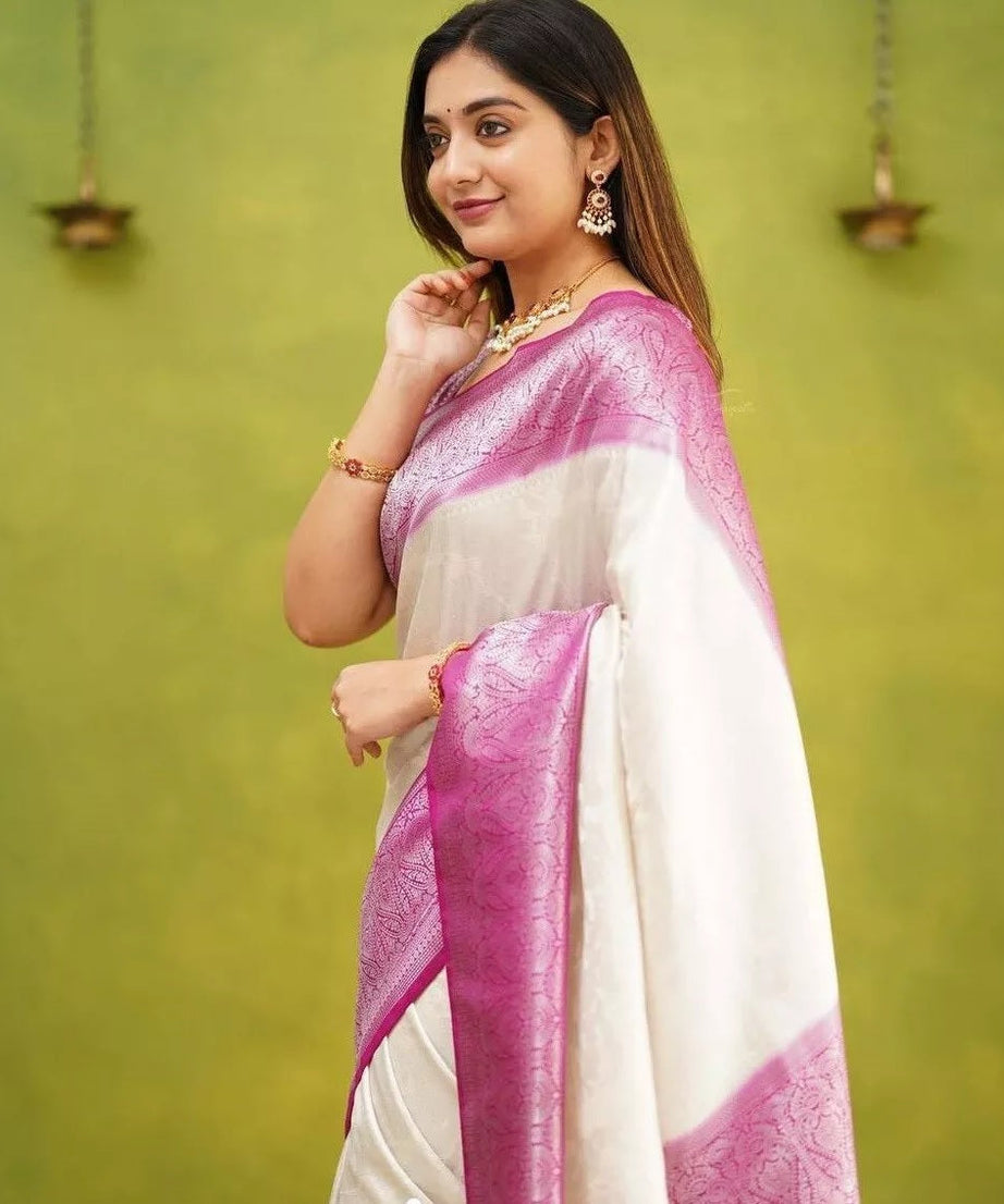 Beautifull Elegant Designer Banarasi Soft Silk Saree Blouse