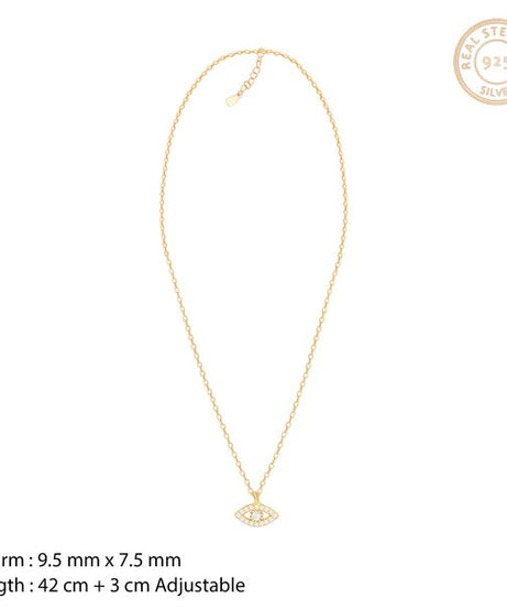 Golden Evil Eye Zircon Pendant With Link Chain