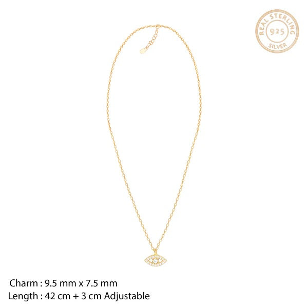 Golden Evil Eye Zircon Pendant With Link Chain