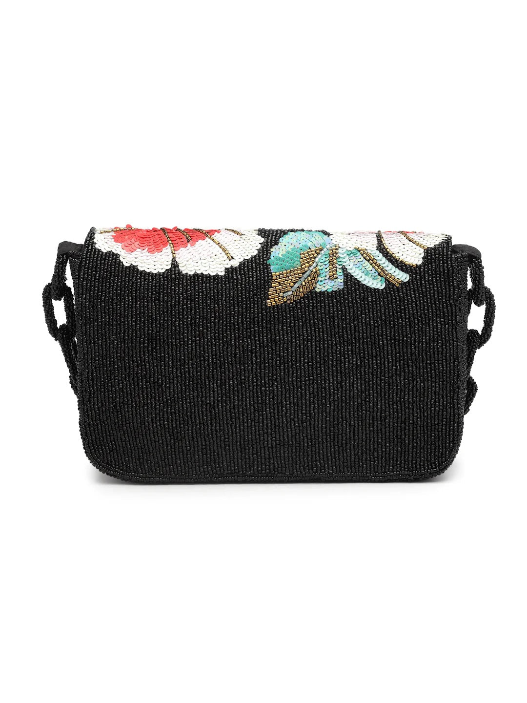 Coffer Floral Embellished Faux Silk Clutch