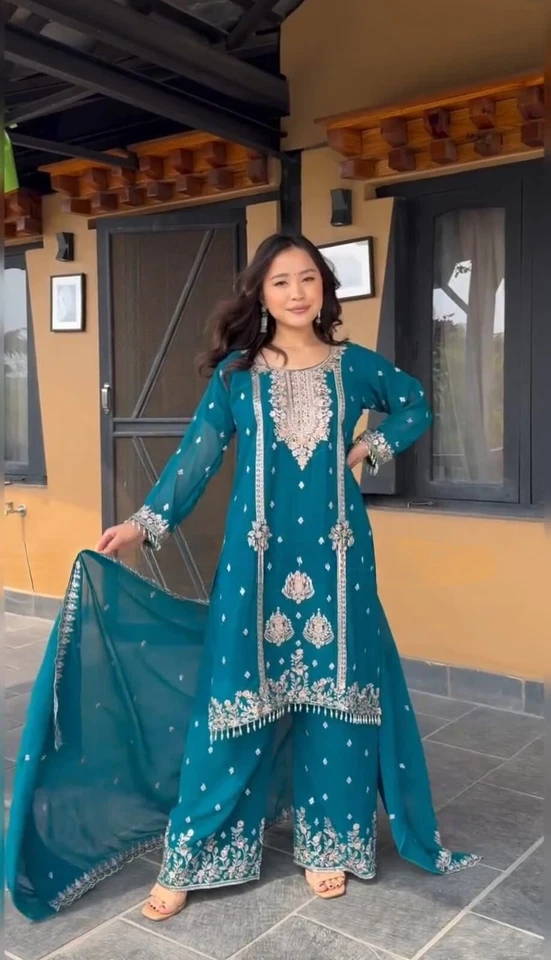 Beautiful Classic Heavy Pure Chinon  Kurti Bottom & Dupatta Set 12-DC