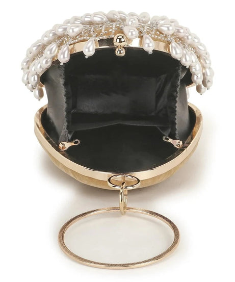 Dangle Velvet Pearl Embellished Clutch