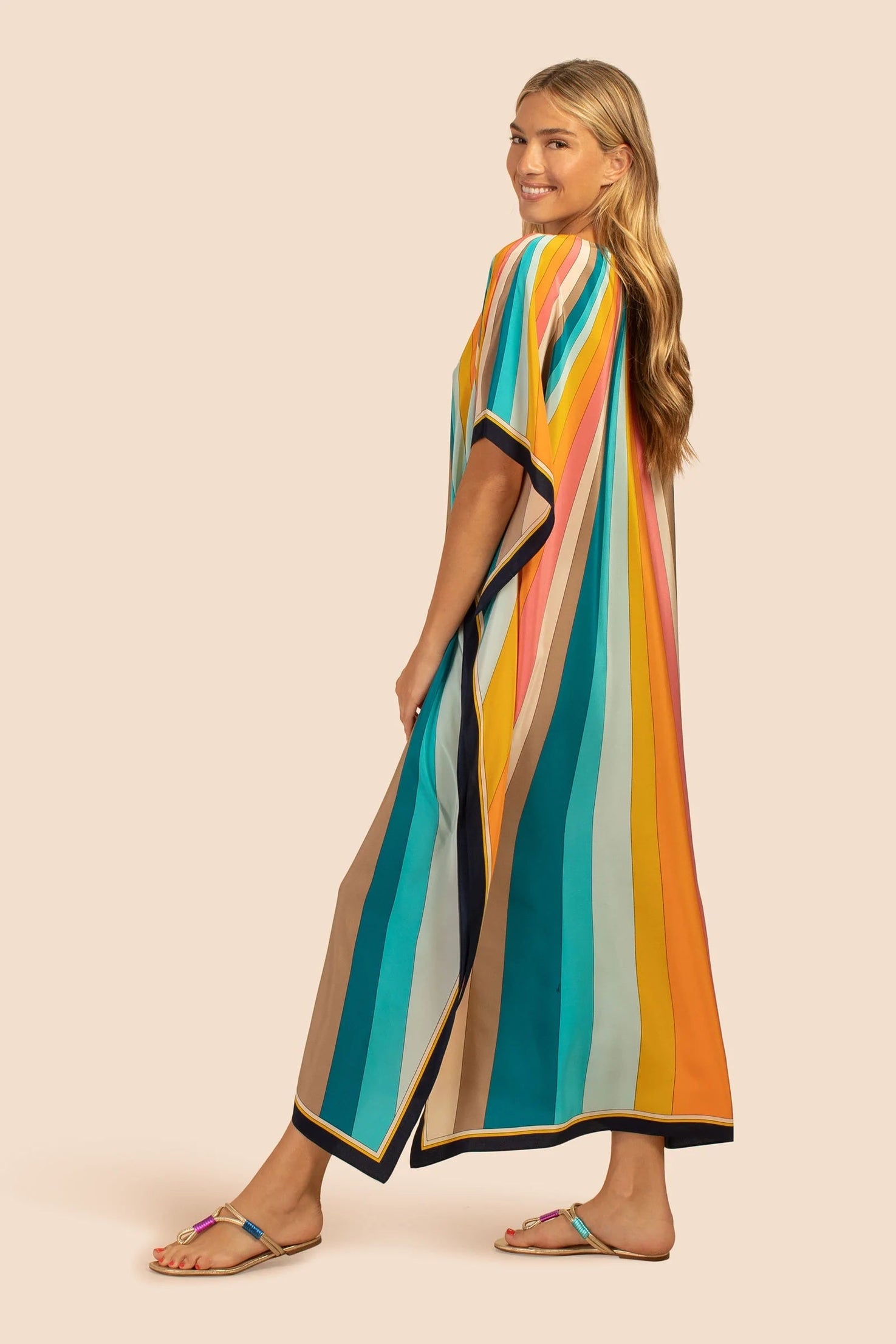 Soft Silk Crepe Kaftan - Luxurious Flowing Dress for Women's
