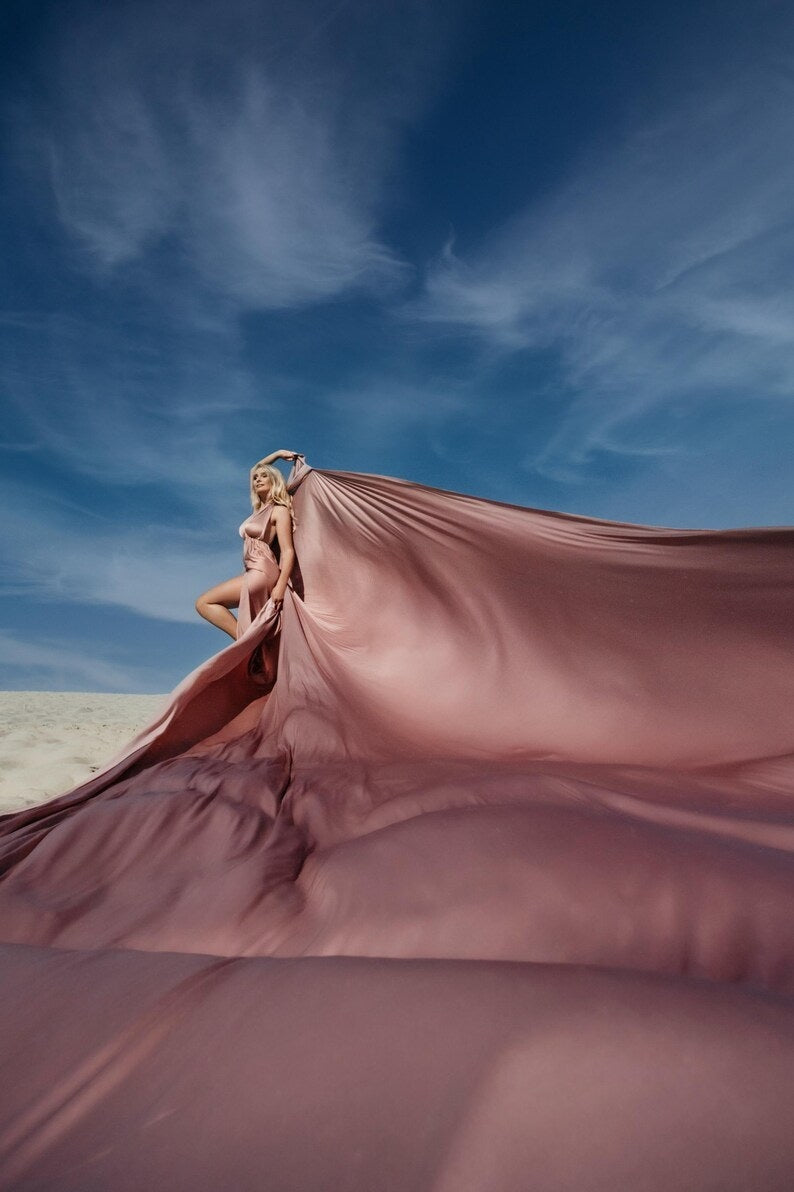 Long Flowy Infinity Dress Mauve Flying Dress For Photoshoot