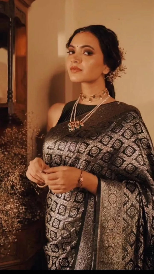 Soft Lichi Silk With Jacquard Work Fancy Saree With Blouse