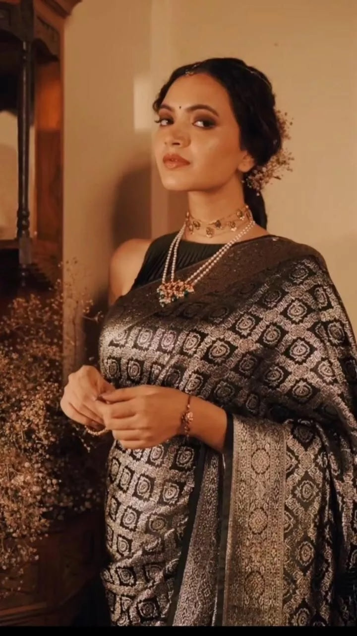 Soft Lichi Silk With Jacquard Work Fancy Saree With Blouse