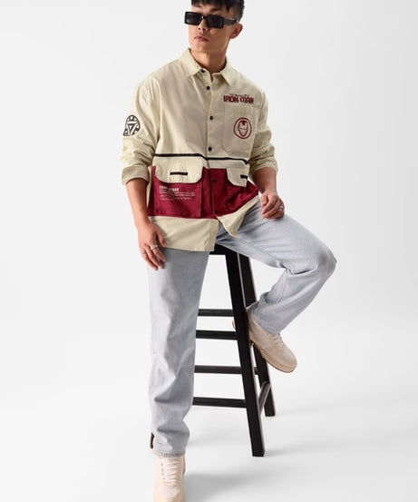 Iron Man Logo Men Utility Shirts