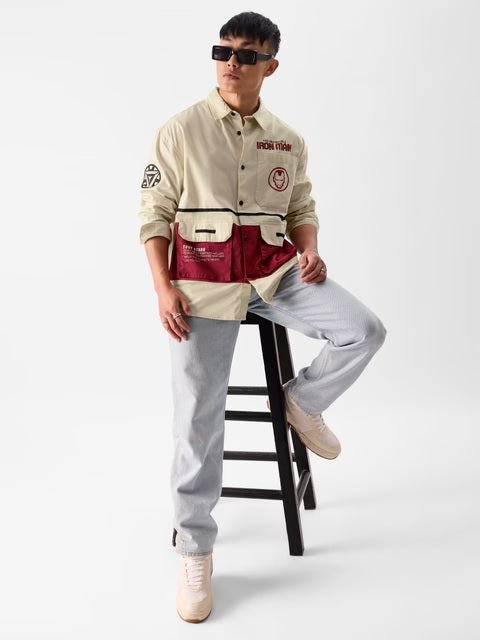 Iron Man Logo Men Utility Shirts