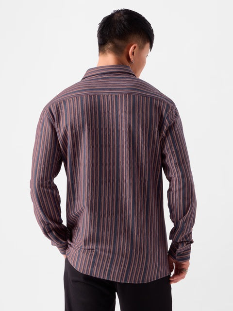 Stripes Red And Brown Knit Shirts