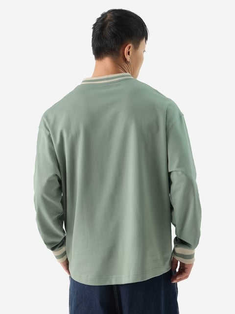 Solids Sage Green Oversized Full Sleeve T-Shirts