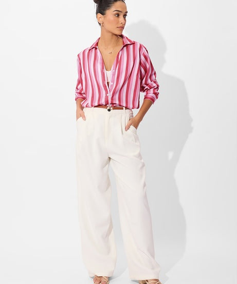 Satin Rosebud Stripes Women Shirts