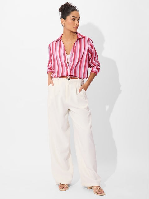 Satin Rosebud Stripes Women Shirts