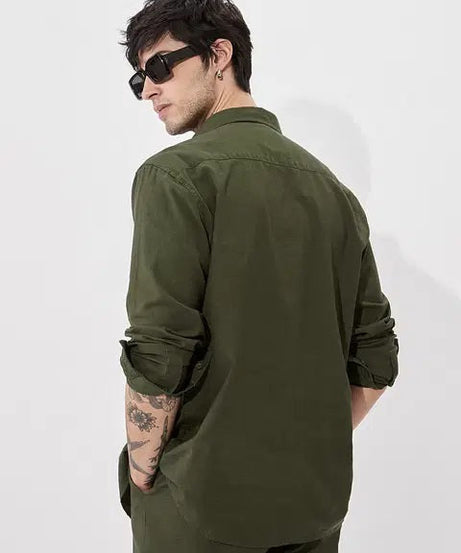 Dark Sage Cotton Linen Shirts