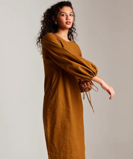Co-Linen Balloon Sleeves Dress