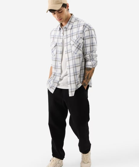 Plaid Glacier Men Textured Shirts