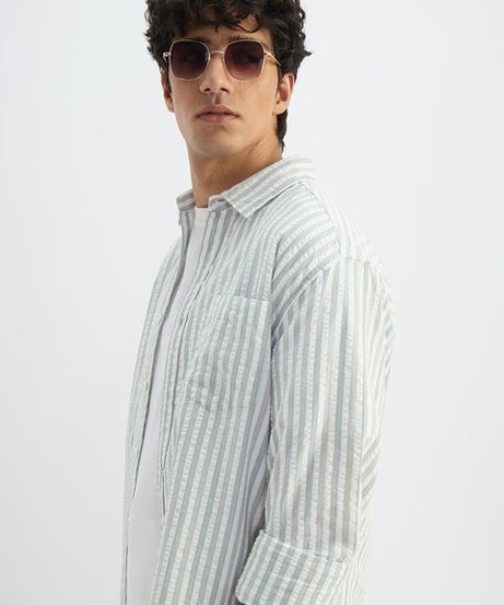Seersucker Pine Men Textured Shirts