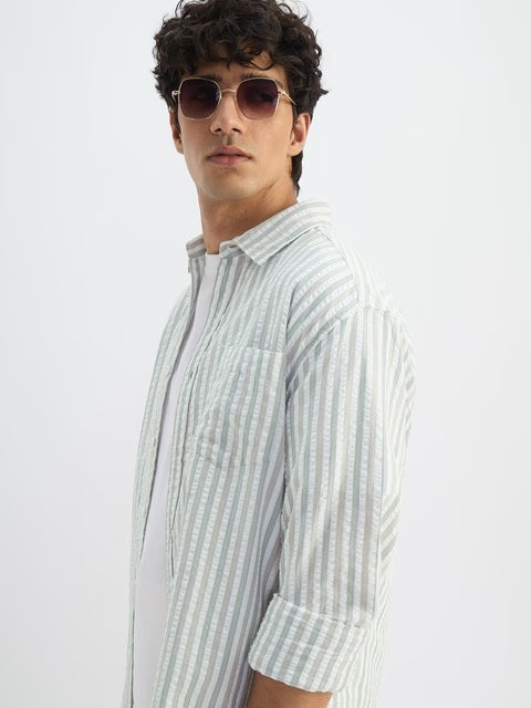Seersucker Pine Men Textured Shirts