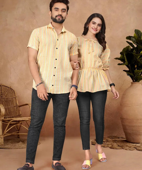 Presenting Couple Men's Shirt & Female Tunic Combo Set