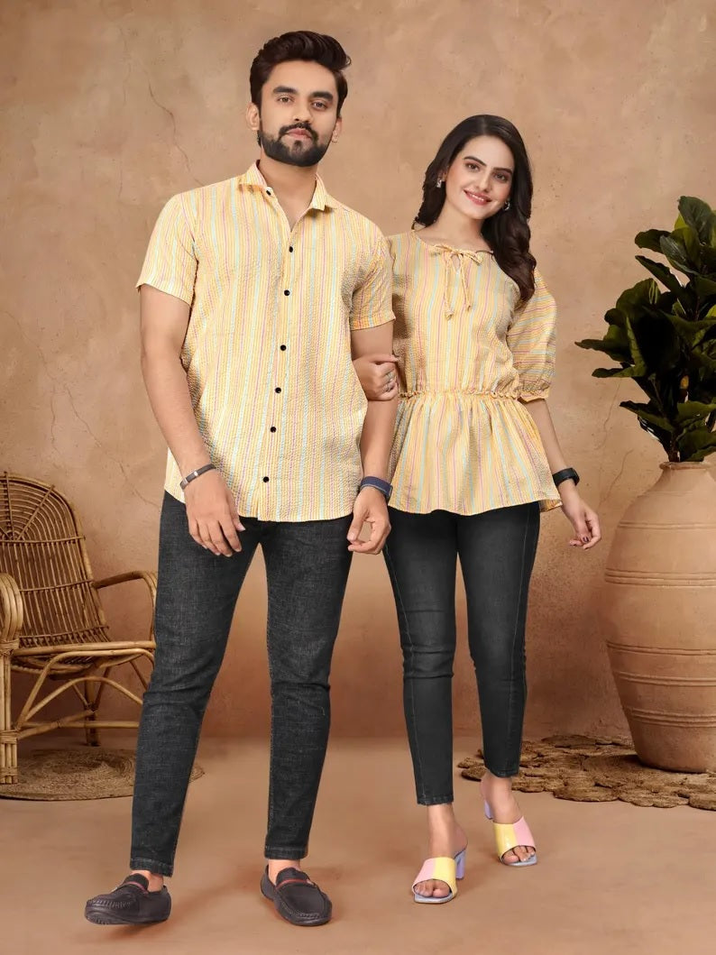 Presenting Couple Men's Shirt & Female Tunic Combo Set