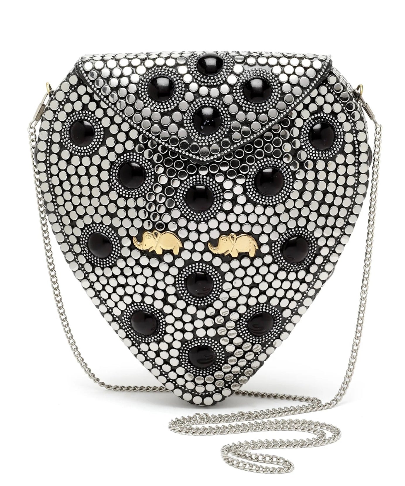 Mosaic Embellished Metal Box Clutch