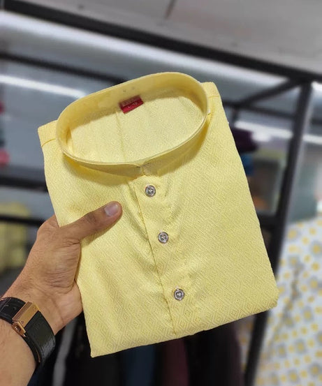 Traditional Wedding Wear Soft Jacquard Silk Stitched Kurta Pajama For Men's