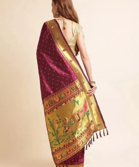 Beautiful Pure Soft Banarasi Lichi Silk Sari With Unstitched Blouse