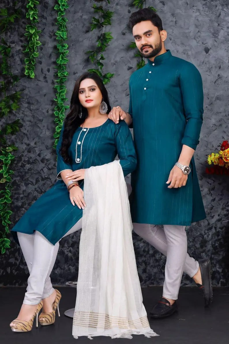 Pure Slub Cotton Couple Combo Set