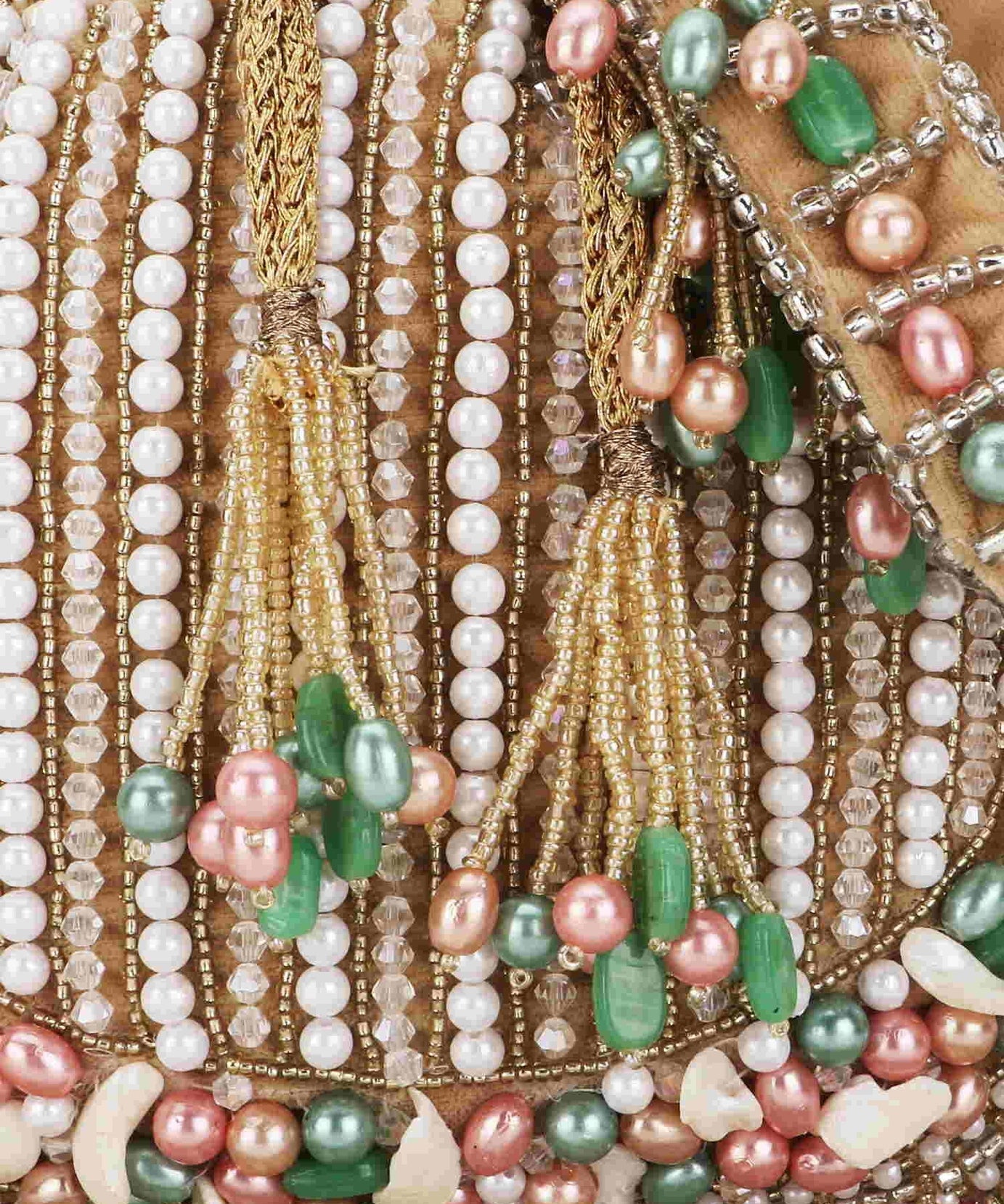 Dangle Striped Embellished Velvet Potli Bag