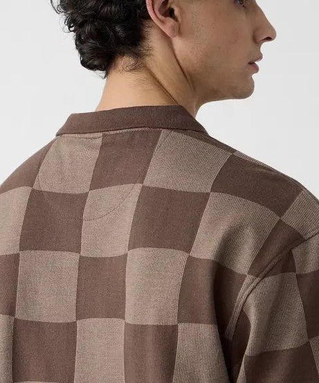 Jacquard Old School Brown Oversized Polos