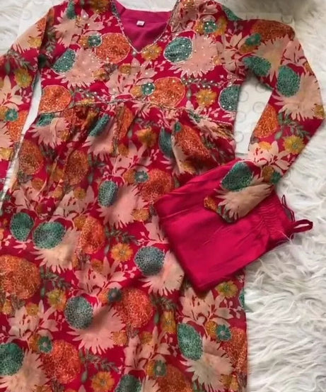 Bollywood FullStitched Faux Georgette Long Anarkali Top Pant Dupatta