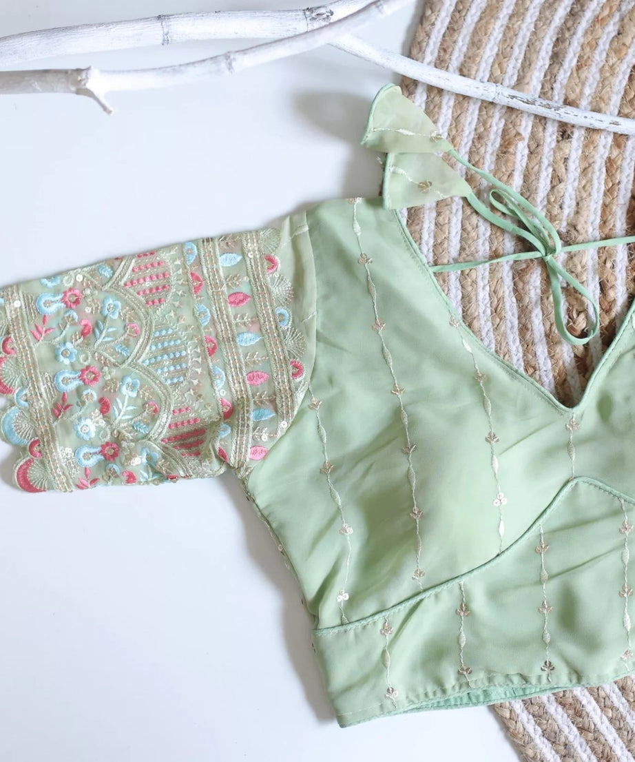 Party Wear Ethnic Full Stitched Strawberry Silk Blouse & Choli