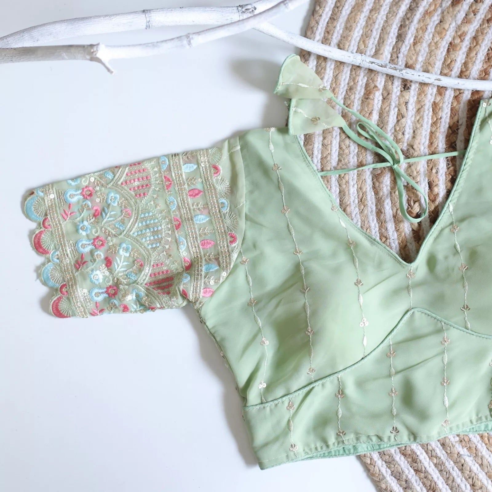 Party Wear Ethnic Full Stitched Strawberry Silk Blouse & Choli