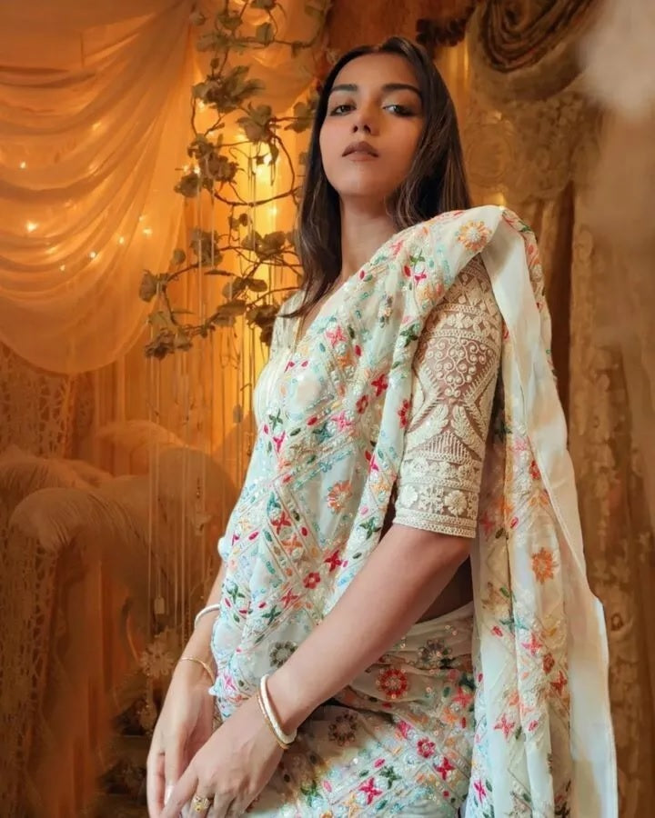 Georgette Beautiful Designer Saree, Party Wedding Sari & Blouse