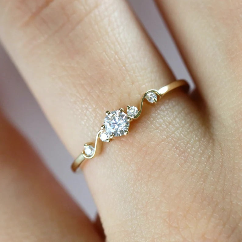 Solid Gold Diamond Engagement Ring