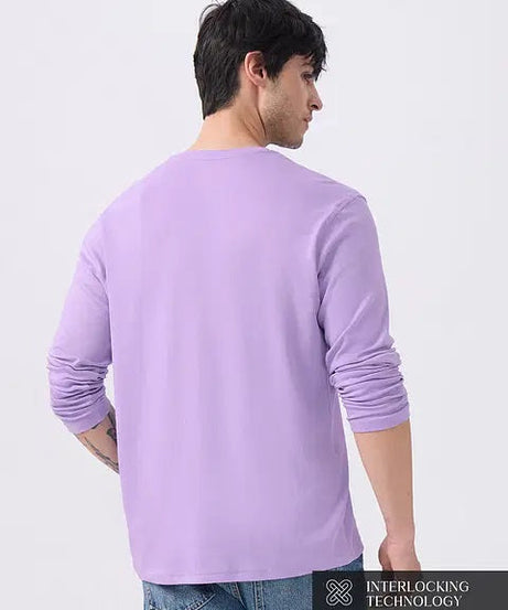 Solids Light Lavender Supima Full Sleeve Henley T-Shirts