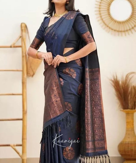 Soft Lichi Silk Rich Pallu Jacquard Work Saree With Blouse