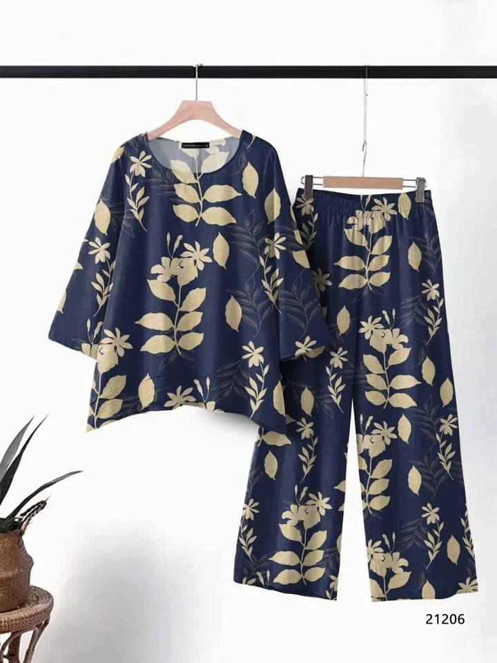 Women's Wear Pure cotton print with tone concept Top With Plazo co-ord set 12-SH