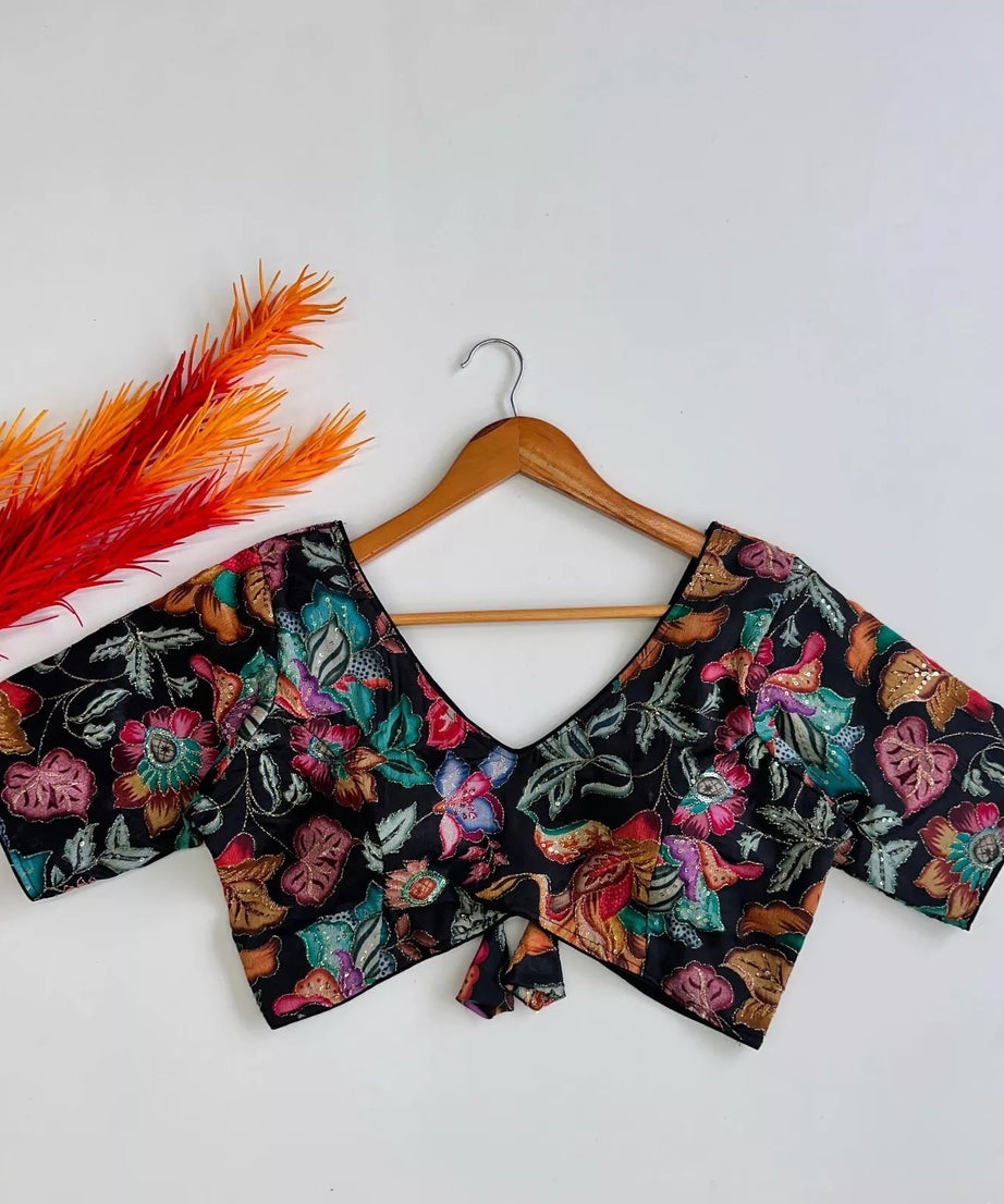 Wedding Full Stitched Tofu Silk Blouse & Choli