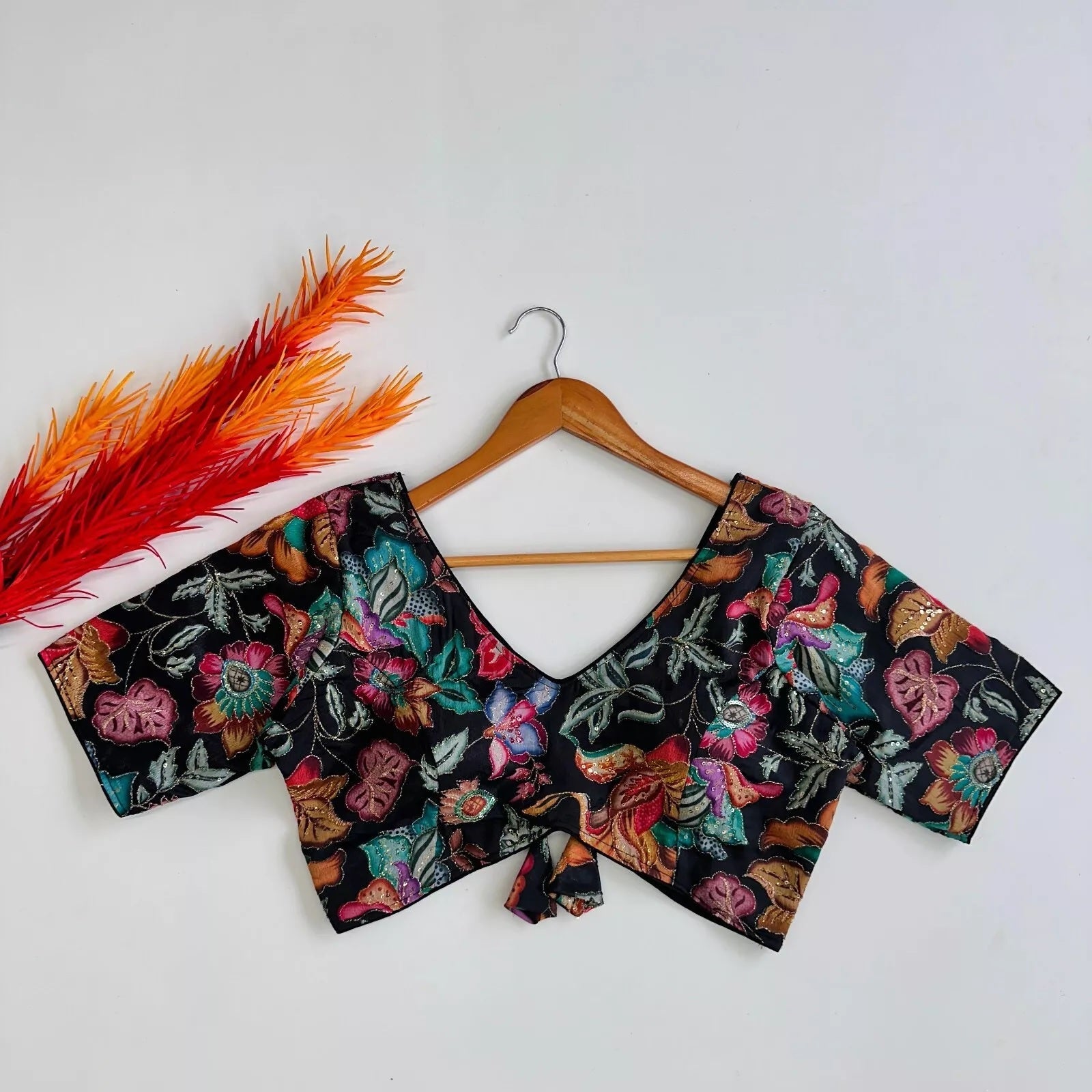 Wedding Full Stitched Tofu Silk Blouse & Choli