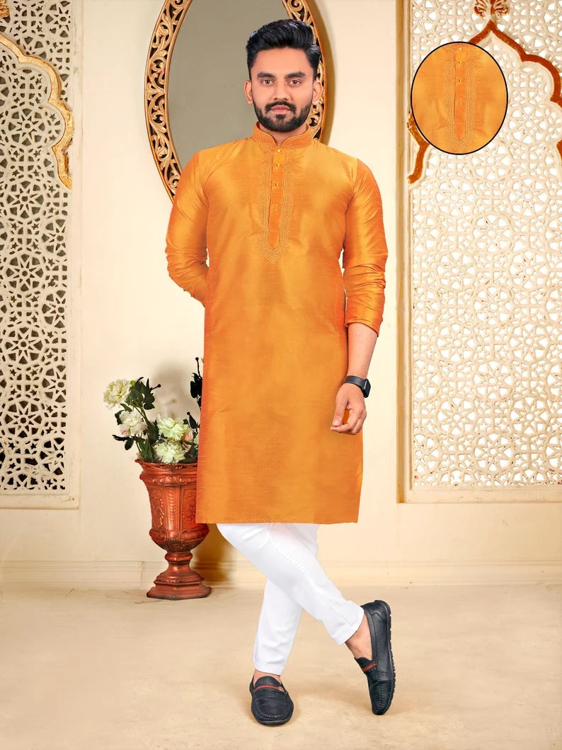 Malbari With Embroidery Work kurta Polo pant Set
