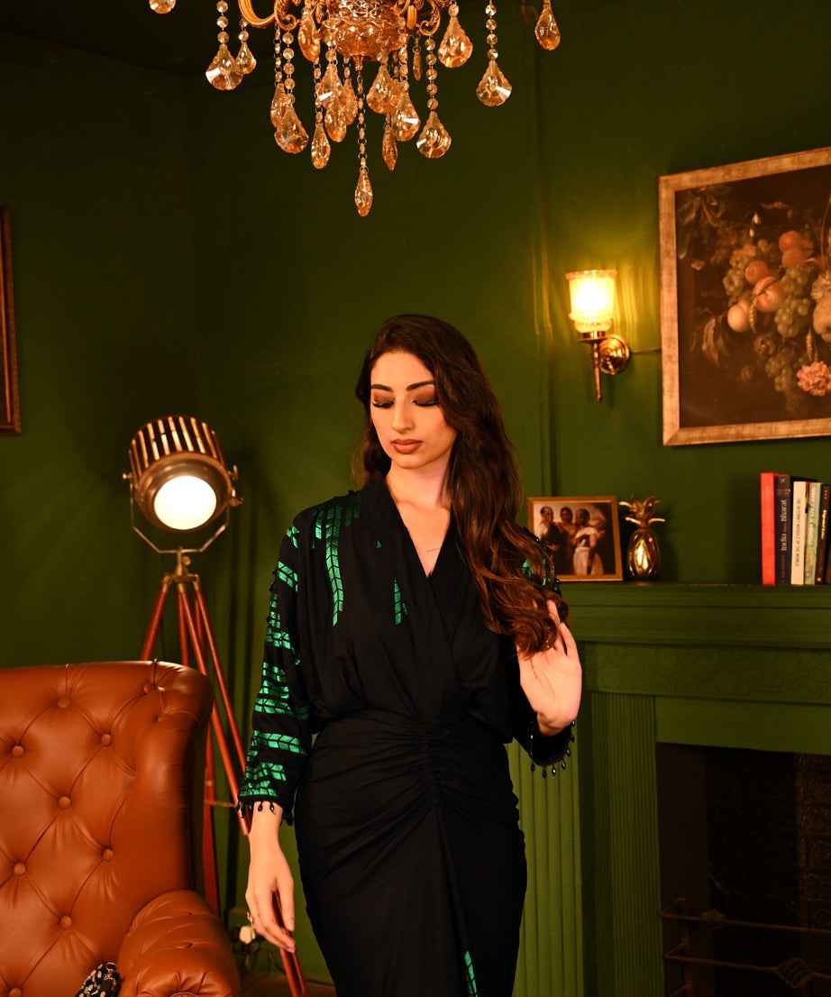 Elegant Black Party Dress Long Sleeve Sequin Maxi Dress For Women