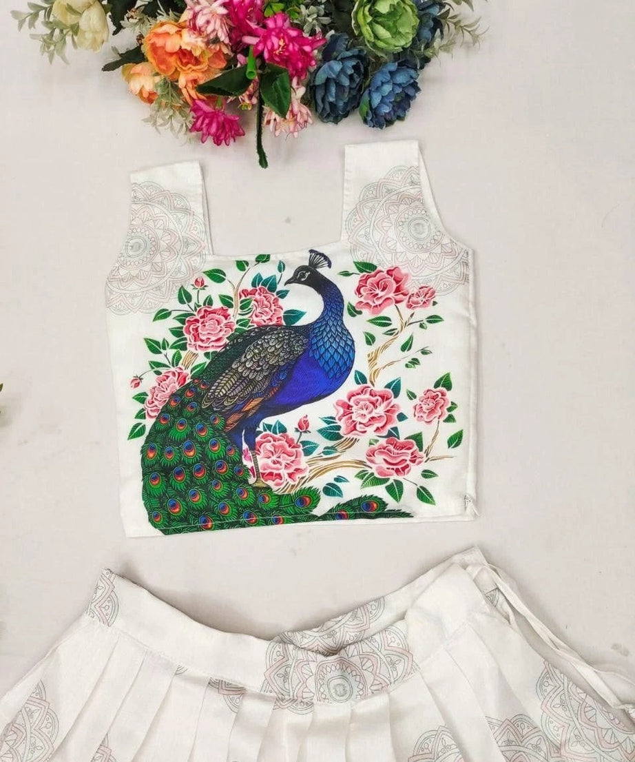 Kids & Girls Chinon Silk Wedding Traditional Wear Lehenga With Blouse