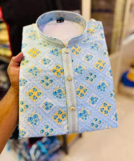 Men's Traditional Ethnic Wear Style Full Stitched Jacquard Kurta Pajama Set