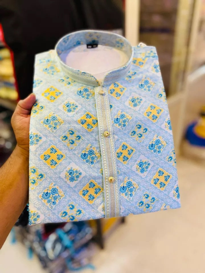 Men's Traditional Ethnic Wear Style Full Stitched Jacquard Kurta Pajama Set