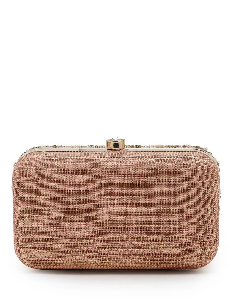 Adorn Embellished Faux Silk Clutch